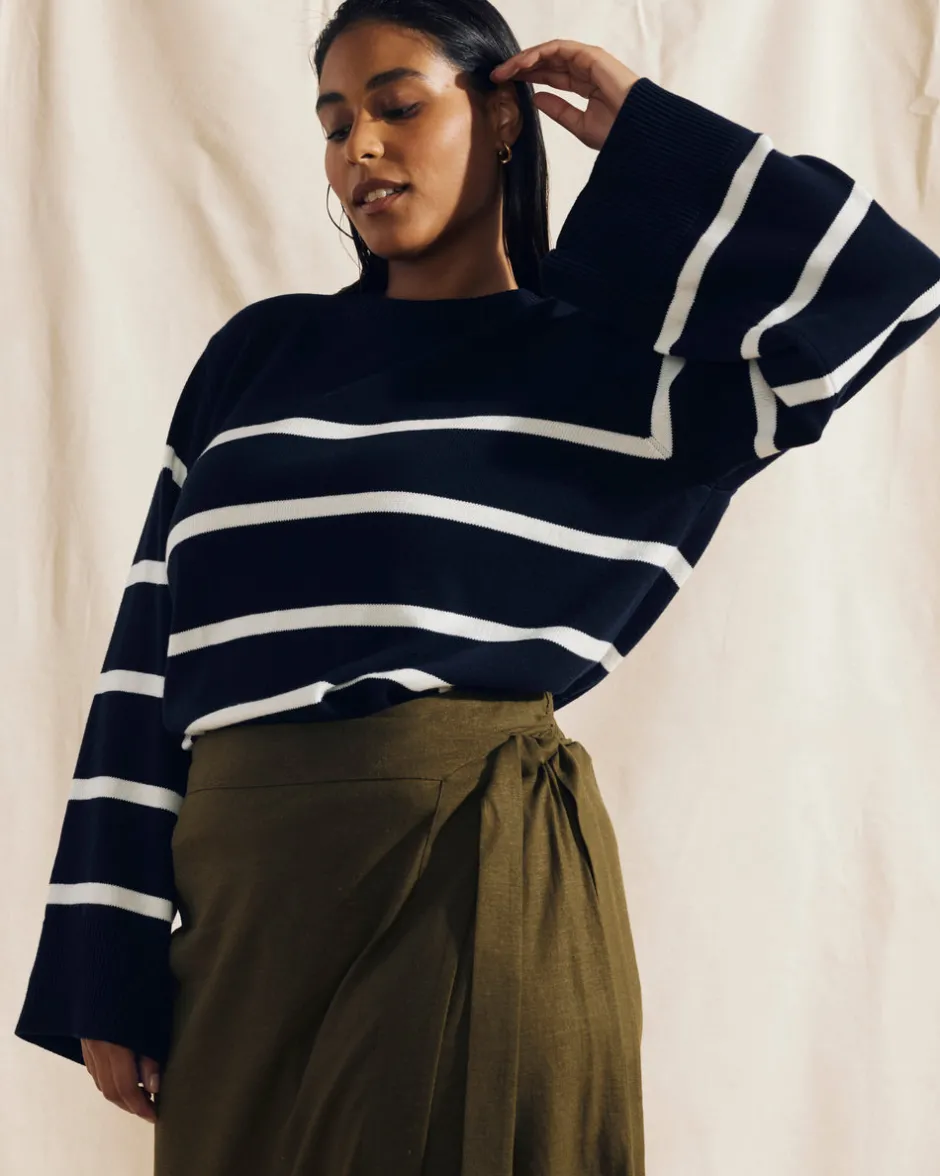 Universal Standard Bardot Wide Sleeve Cotton Sweater