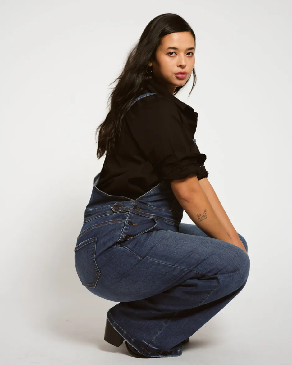 Universal Standard Casey Wide Leg Denim Overalls