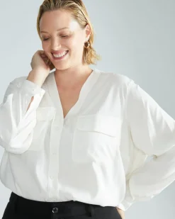 Universal Standard Cooling Stretch Cupro Button-Down Blouse