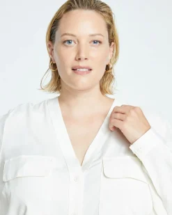 Universal Standard Cooling Stretch Cupro Button-Down Blouse