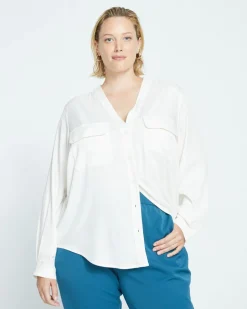 Universal Standard Cooling Stretch Cupro Button-Down Blouse