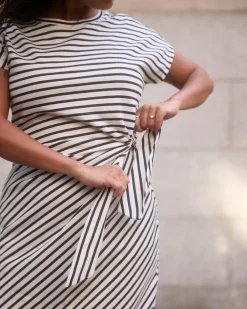 Universal Standard Crescent Breton Stripe Knot Dress