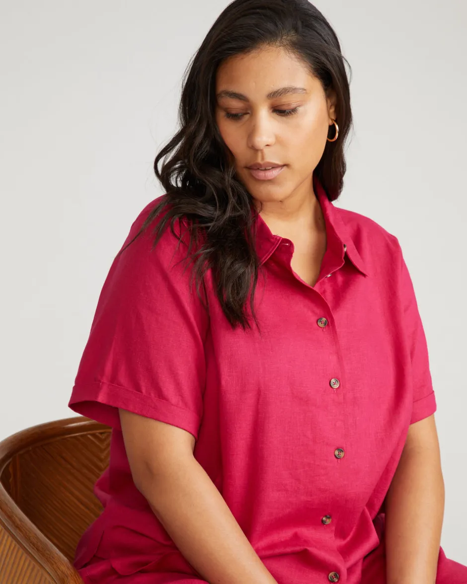 Universal Standard Dune Short Sleeve Linen Shirt