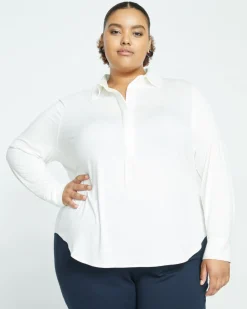 Universal Standard Elbe Popover Liquid Jersey Shirt Classic Fit