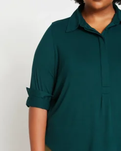 Universal Standard Elbe Popover Liquid Jersey Shirt Classic Fit