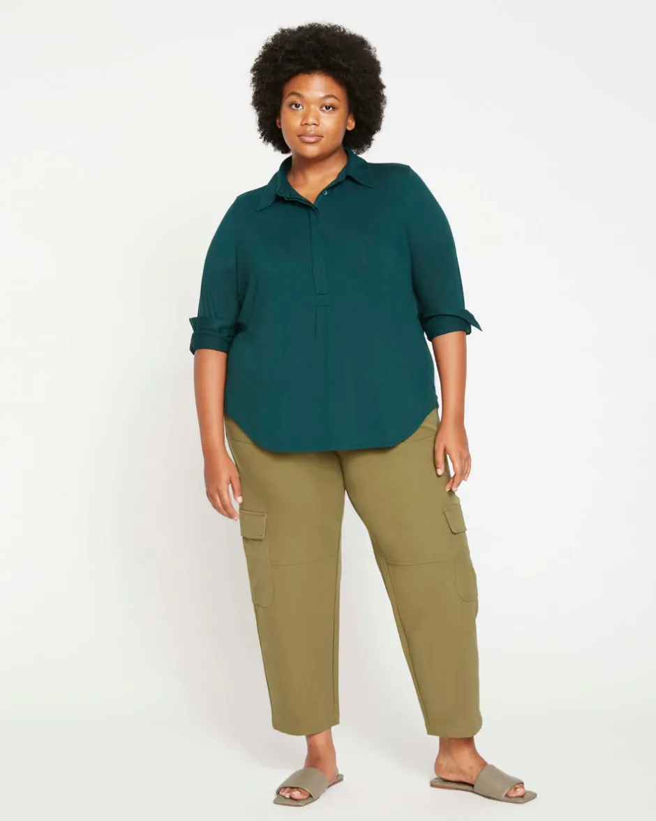 Universal Standard Elbe Popover Liquid Jersey Shirt Classic Fit