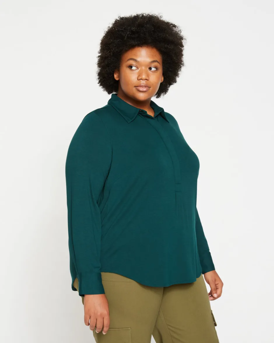 Universal Standard Elbe Popover Liquid Jersey Shirt Classic Fit
