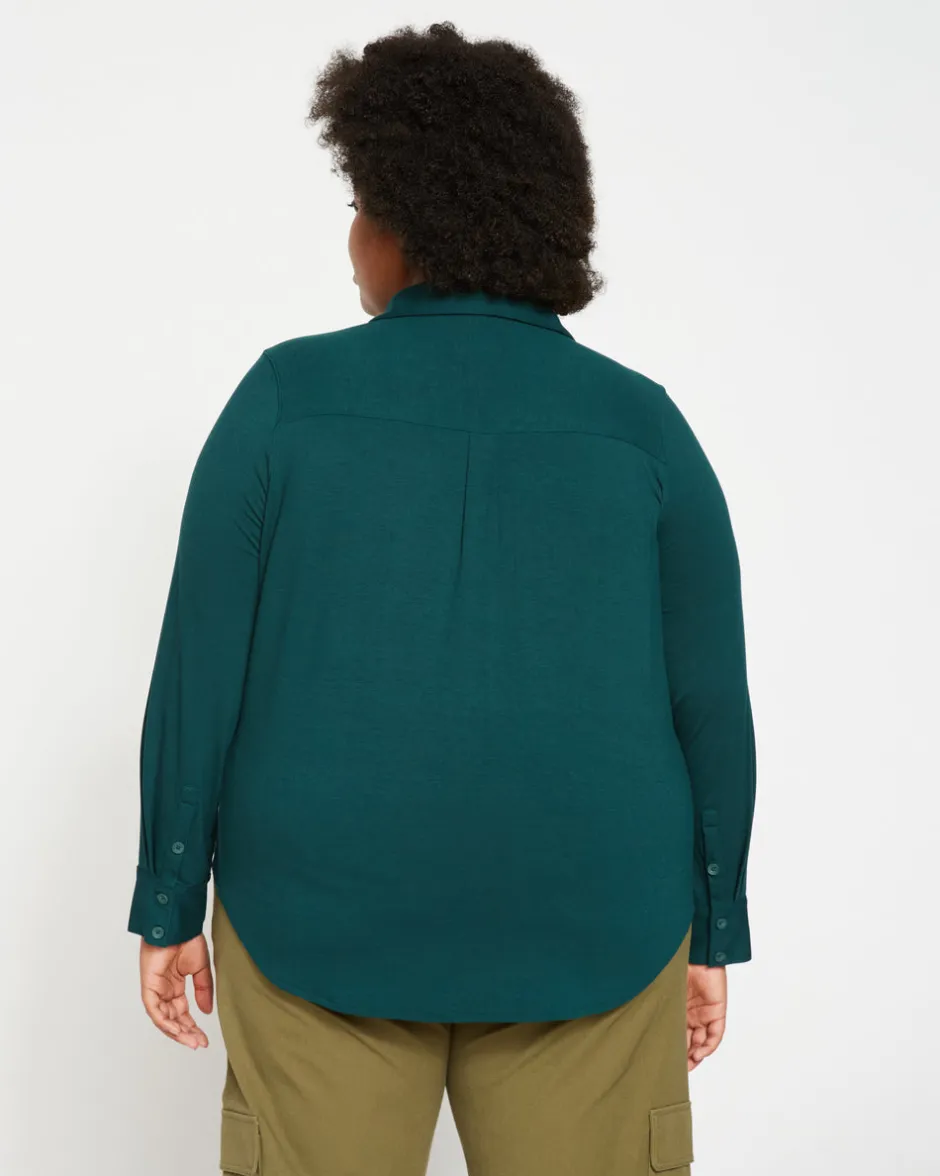 Universal Standard Elbe Popover Liquid Jersey Shirt Classic Fit