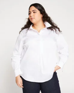 Universal Standard Elbe Popover Stretch Poplin Shirt Classic Fit