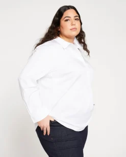 Universal Standard Elbe Popover Stretch Poplin Shirt Classic Fit