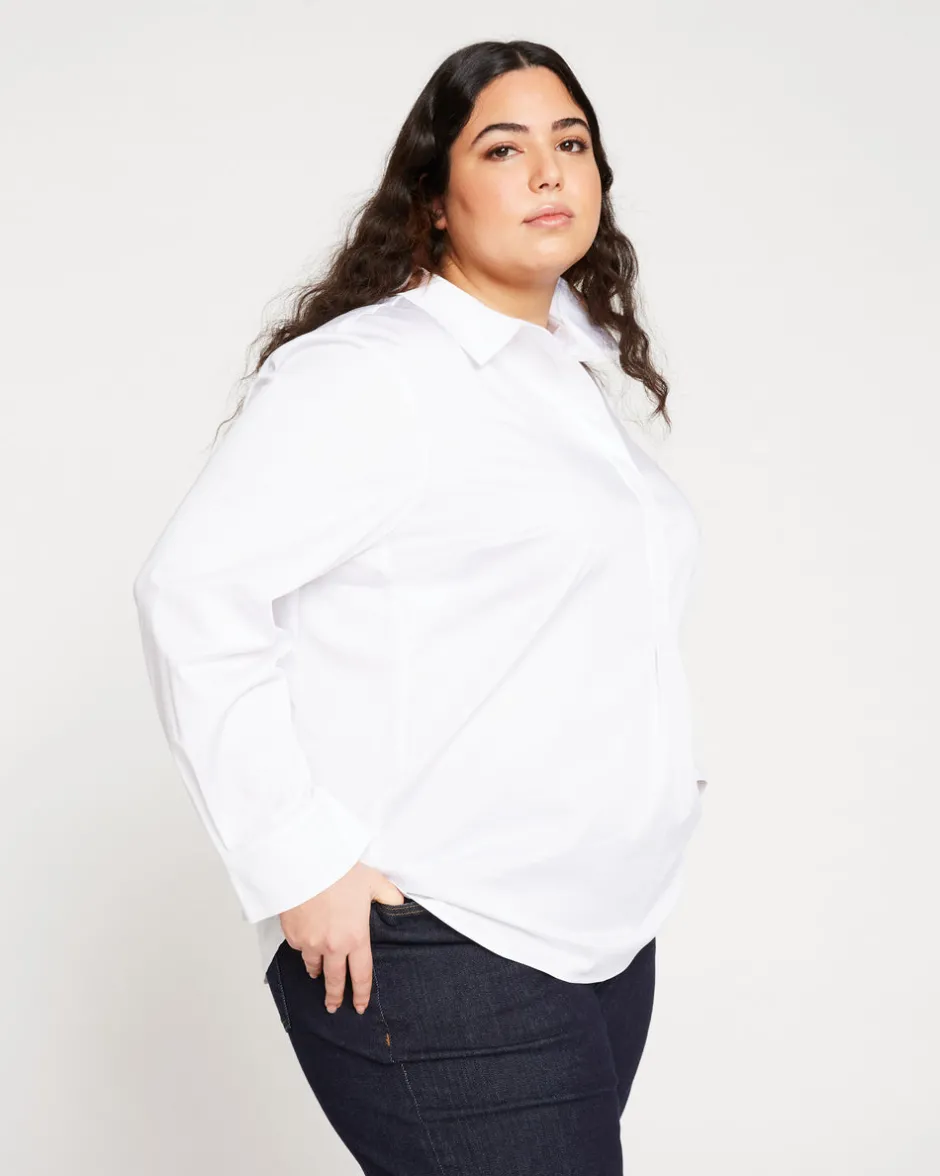 Universal Standard Elbe Popover Stretch Poplin Shirt Classic Fit