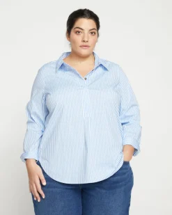 Universal Standard Elbe Popover Stretch Poplin Shirt Classic Fit