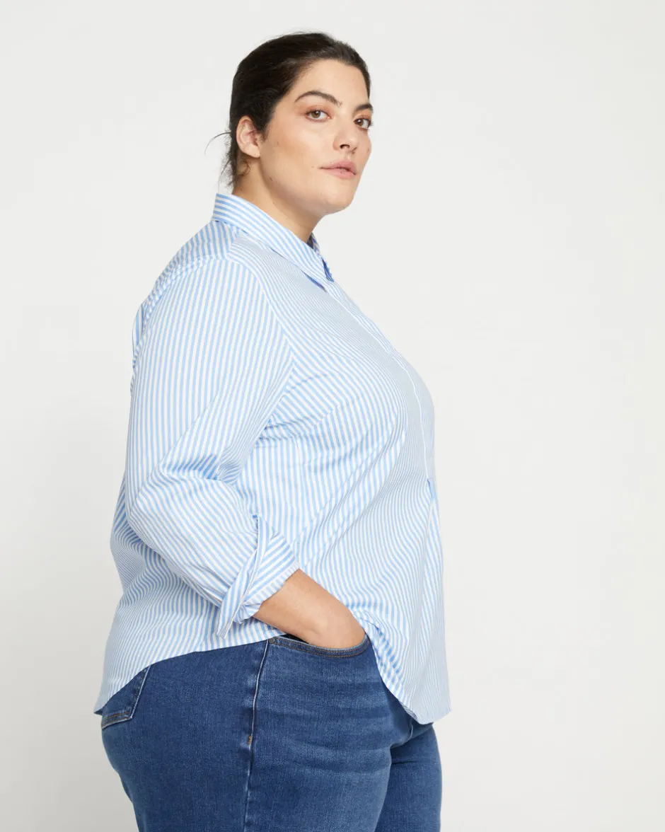 Universal Standard Elbe Popover Stretch Poplin Shirt Classic Fit