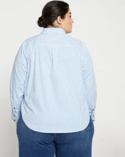 Universal Standard Elbe Popover Stretch Poplin Shirt Classic Fit