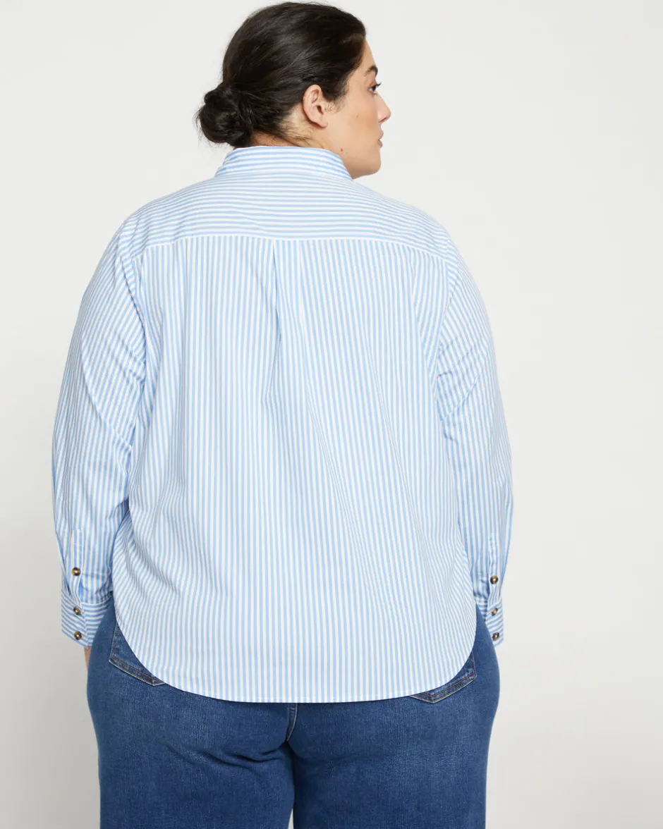 Universal Standard Elbe Popover Stretch Poplin Shirt Classic Fit