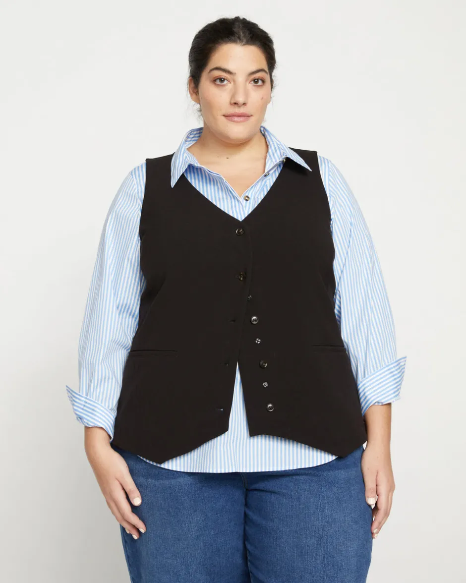 Universal Standard Elbe Popover Stretch Poplin Shirt Classic Fit