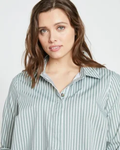 Universal Standard Elbe Popover Stretch Poplin Shirt Classic Fit