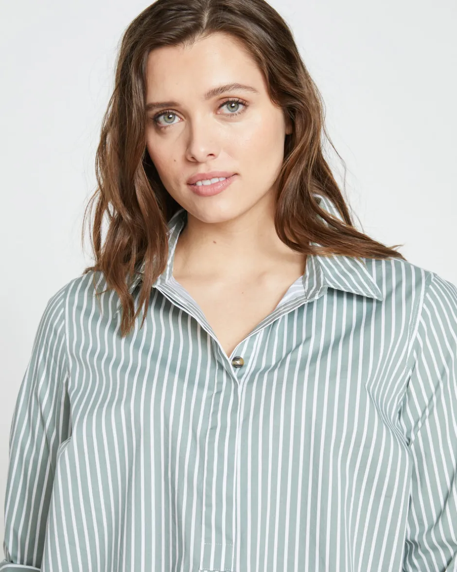 Universal Standard Elbe Popover Stretch Poplin Shirt Classic Fit