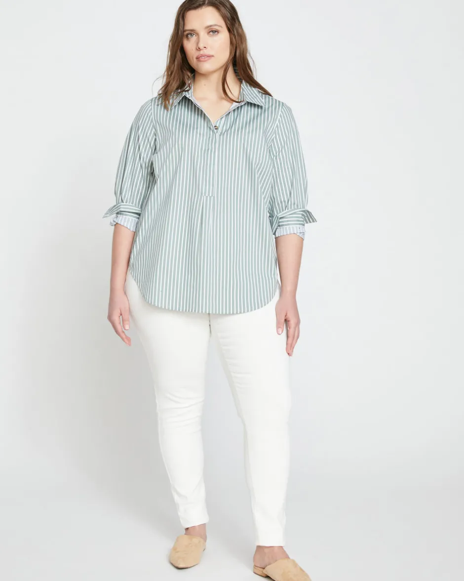 Universal Standard Elbe Popover Stretch Poplin Shirt Classic Fit