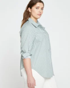 Universal Standard Elbe Popover Stretch Poplin Shirt Classic Fit