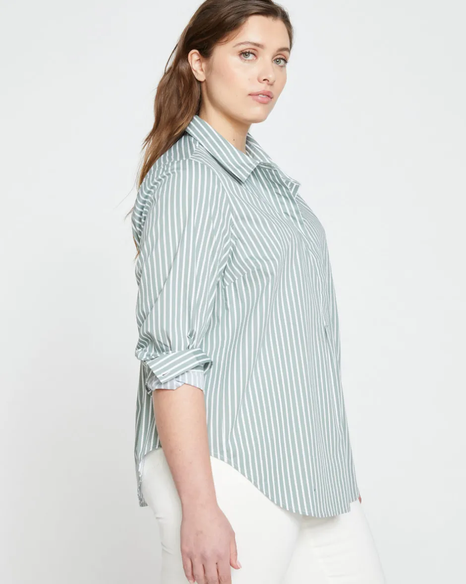 Universal Standard Elbe Popover Stretch Poplin Shirt Classic Fit