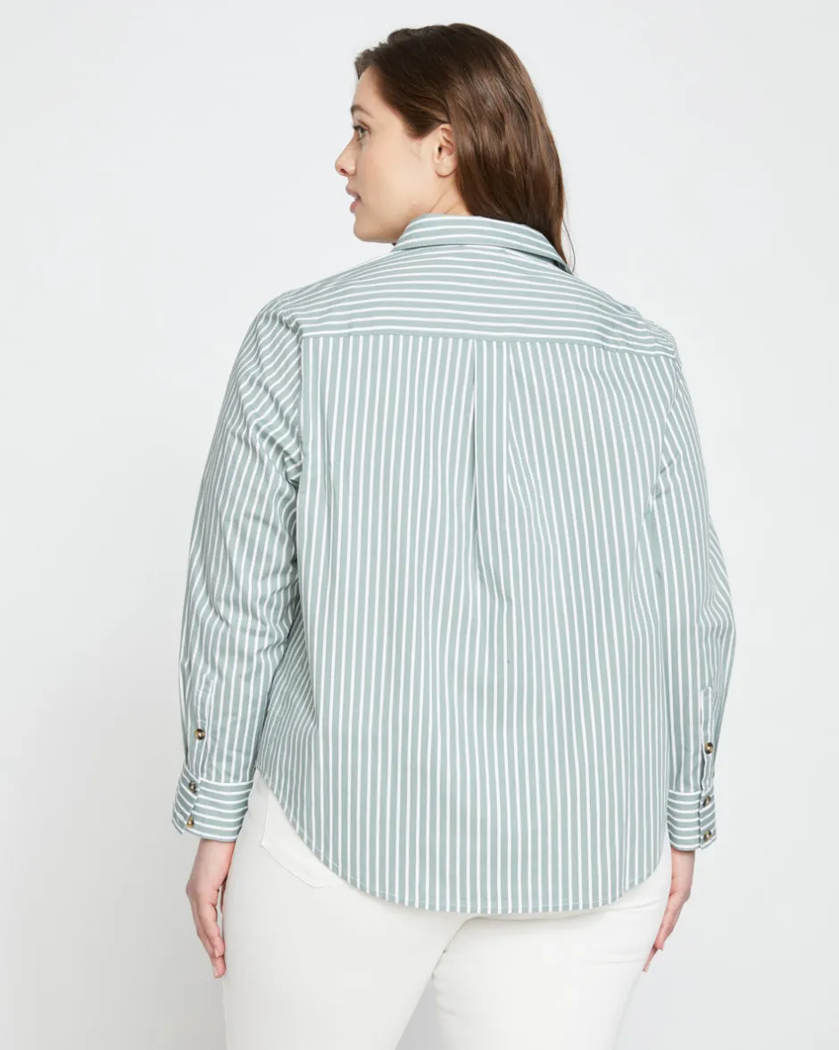 Universal Standard Elbe Popover Stretch Poplin Shirt Classic Fit