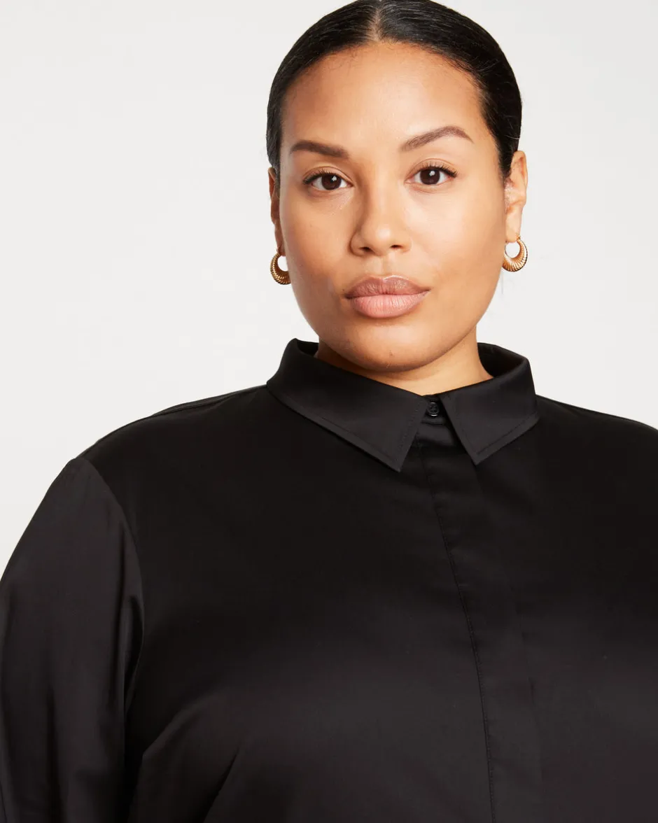 Universal Standard Elbe Popover Stretch Poplin Shirt Classic Fit