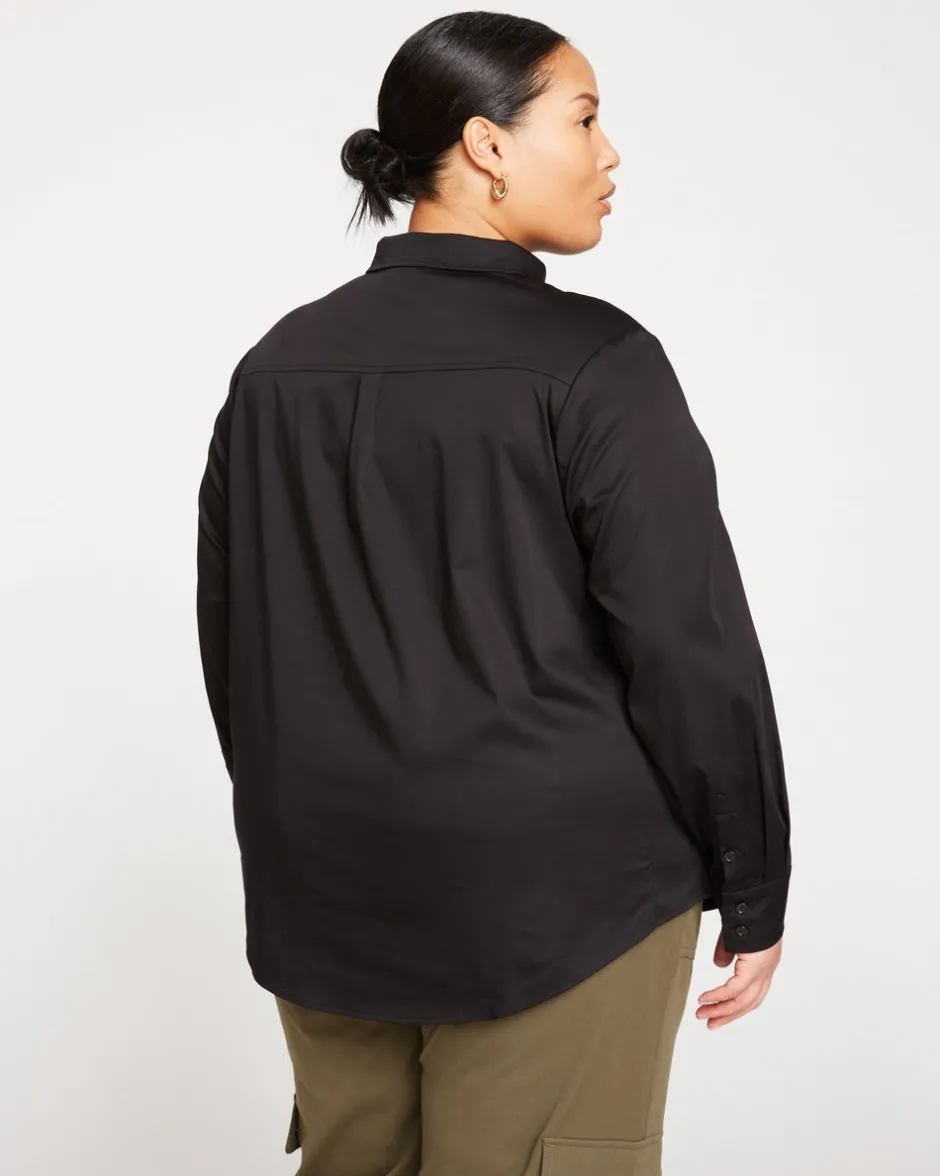 Universal Standard Elbe Popover Stretch Poplin Shirt Classic Fit