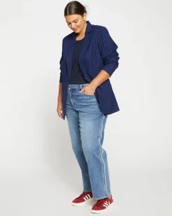 Universal Standard Elliot Mid Rise Tuxedo Stripe Jeans