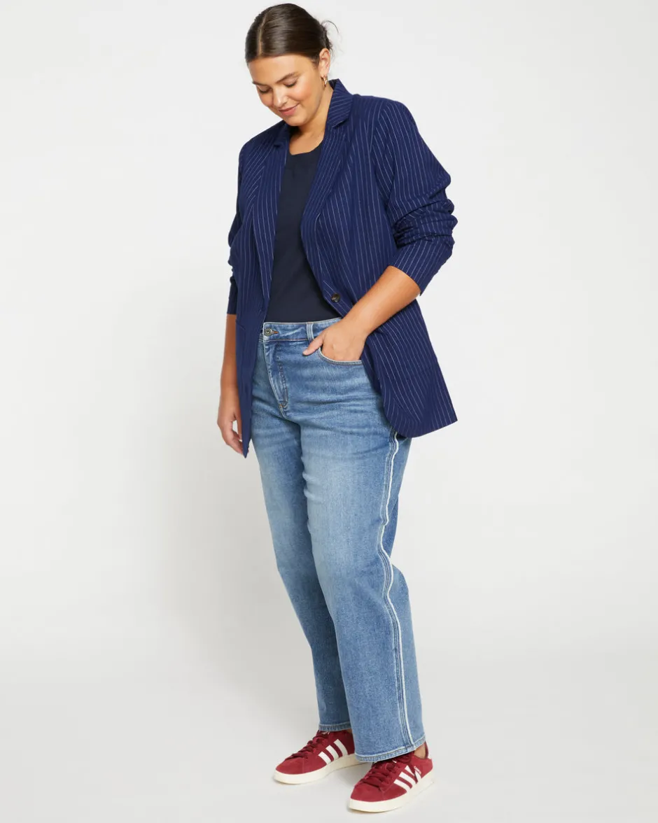 Universal Standard Elliot Mid Rise Tuxedo Stripe Jeans