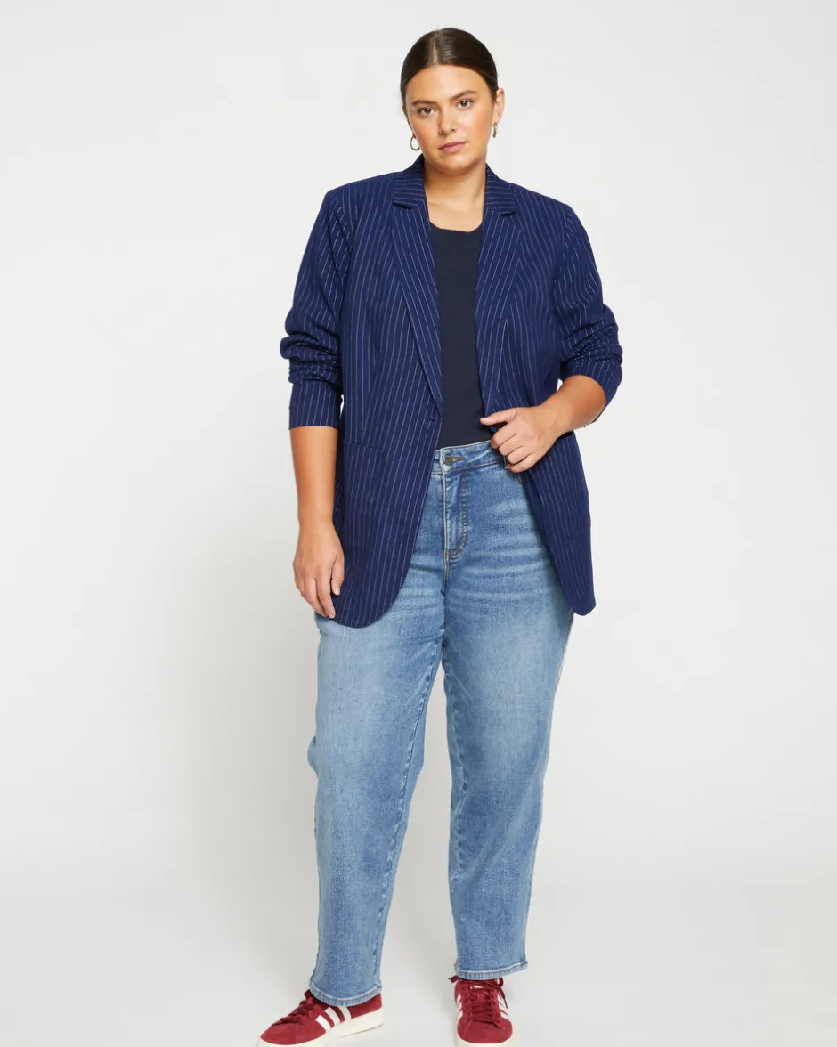 Universal Standard Elliot Mid Rise Tuxedo Stripe Jeans