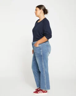 Universal Standard Elliot Mid Rise Tuxedo Stripe Jeans