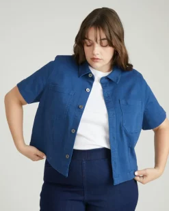 Universal Standard Flynn Short Sleeve Denim Shacket