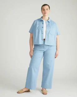 Universal Standard Flynn Short Sleeve Denim Shacket