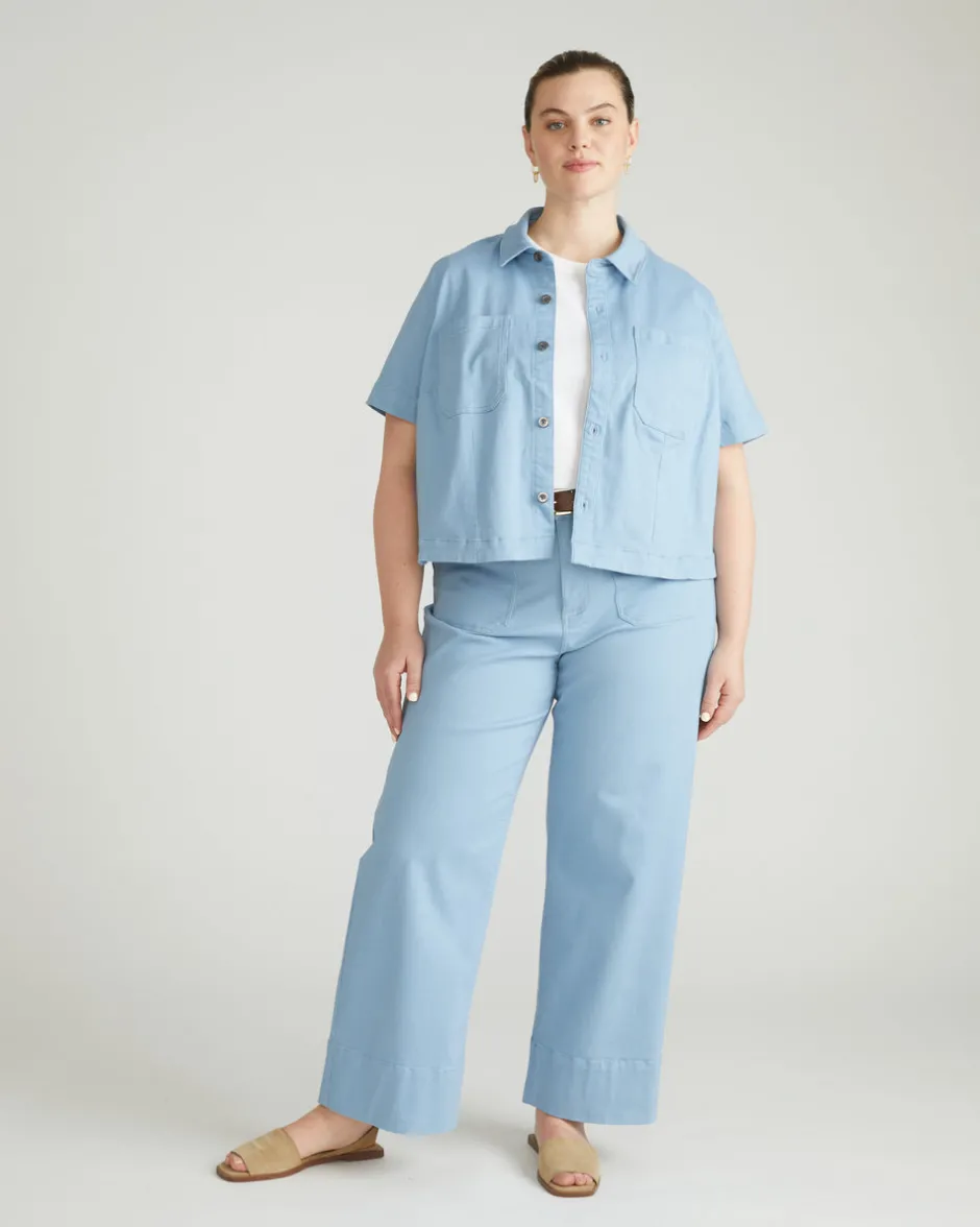 Universal Standard Flynn Short Sleeve Denim Shacket