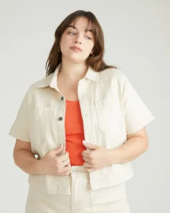 Universal Standard Flynn Short Sleeve Denim Shacket