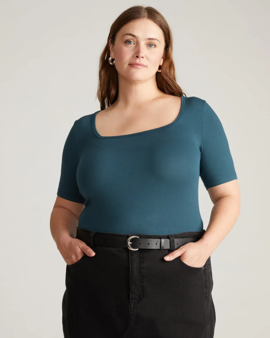 Universal Standard Foundation Short Sleeve Square Neck Tee