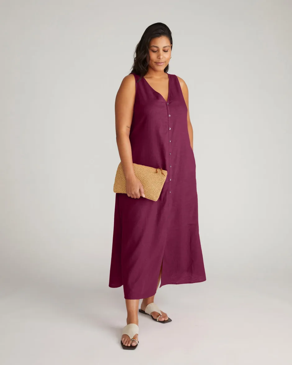 Universal Standard Islet Button-Down Linen Maxi Dress