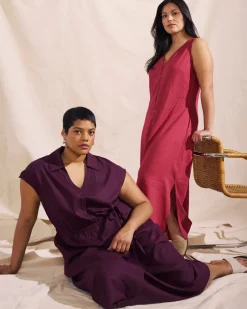 Universal Standard Islet Button-Down Linen Maxi Dress