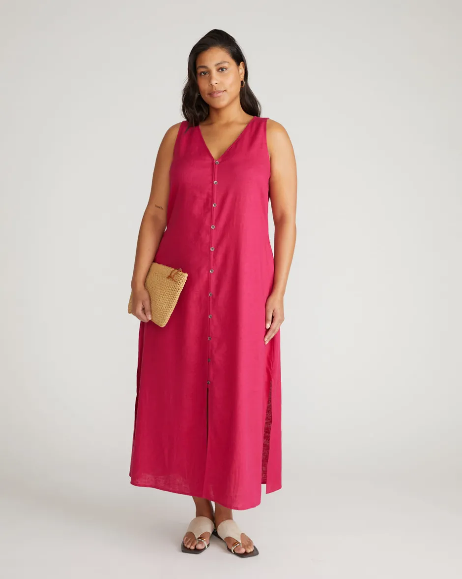 Universal Standard Islet Button-Down Linen Maxi Dress