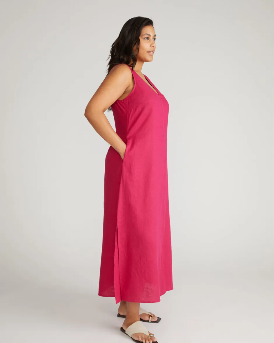 Universal Standard Islet Button-Down Linen Maxi Dress