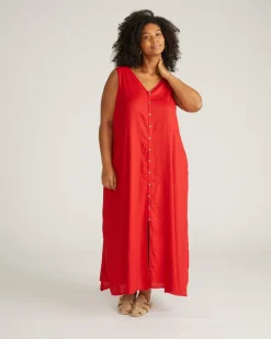 Universal Standard Islet Button-Down Linen Maxi Dress