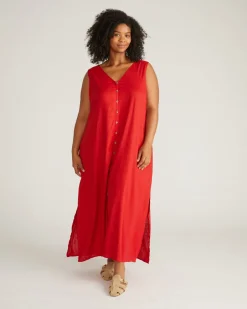 Universal Standard Islet Button-Down Linen Maxi Dress