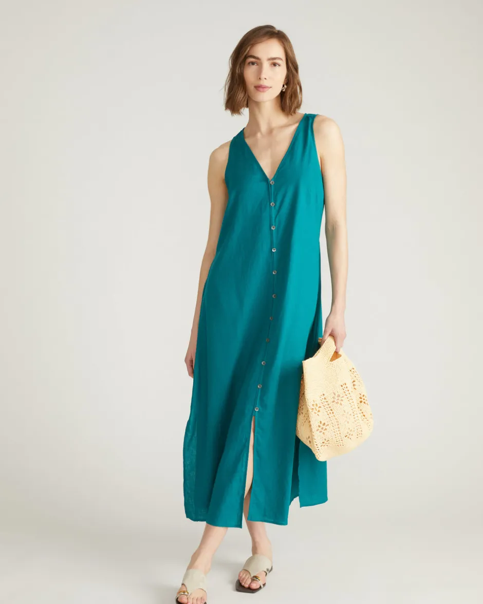 Universal Standard Islet Button-Down Linen Maxi Dress