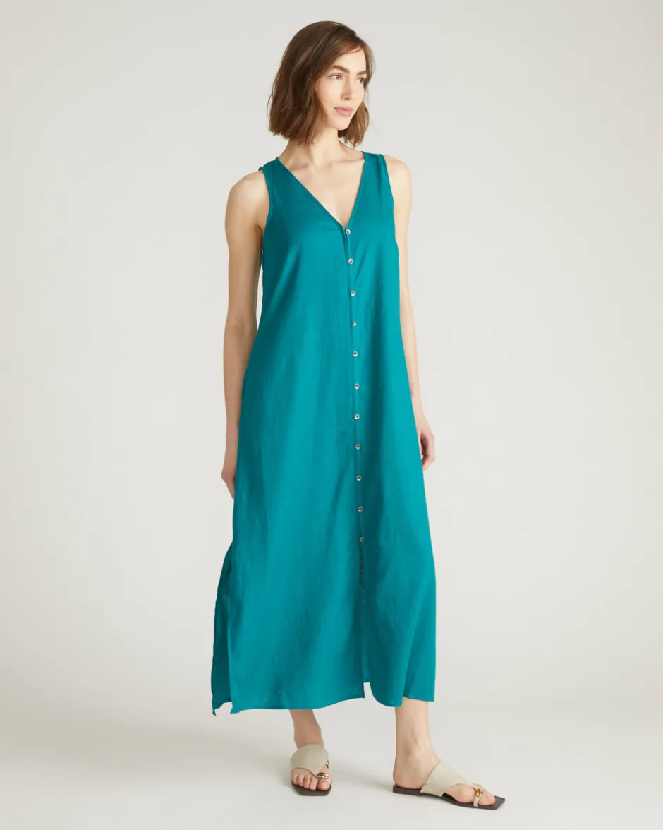 Universal Standard Islet Button-Down Linen Maxi Dress