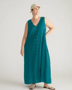 Universal Standard Islet Button-Down Linen Maxi Dress