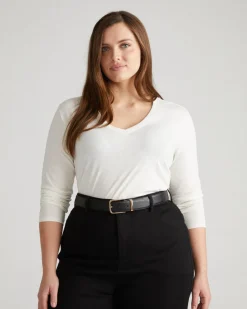 Universal Standard Light-As-Air Long Sleeve V Neck Tee