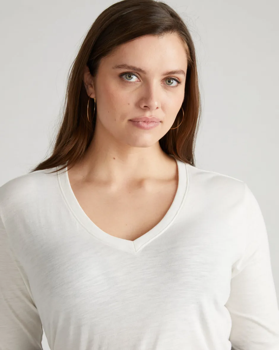 Universal Standard Light-As-Air Long Sleeve V Neck Tee