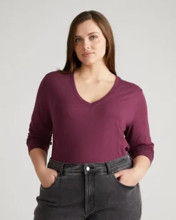 Universal Standard Light-As-Air Long Sleeve V Neck Tee