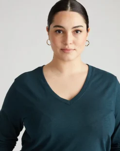 Universal Standard Light-As-Air Long Sleeve V Neck Tee